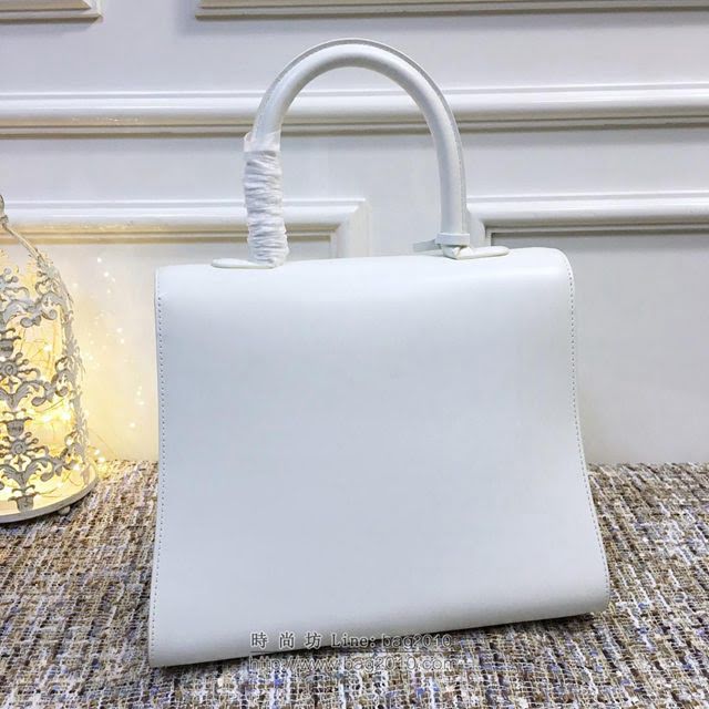 DELVAUX女包 德爾沃Brillant經典款 進口box牛皮 德爾沃女手提包 DV0028象牙白 大號Delvaux單肩包  fcs1110